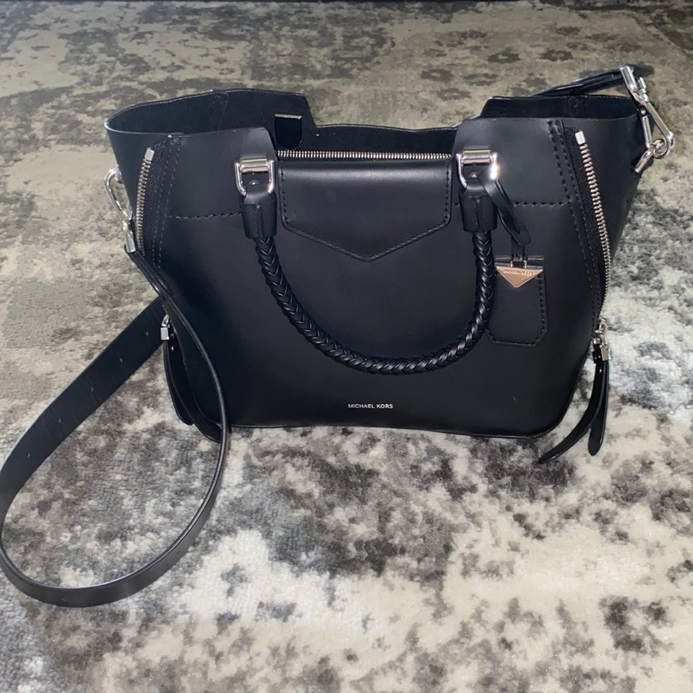 Black Michael Kors Zipper Accent Crossbody bag